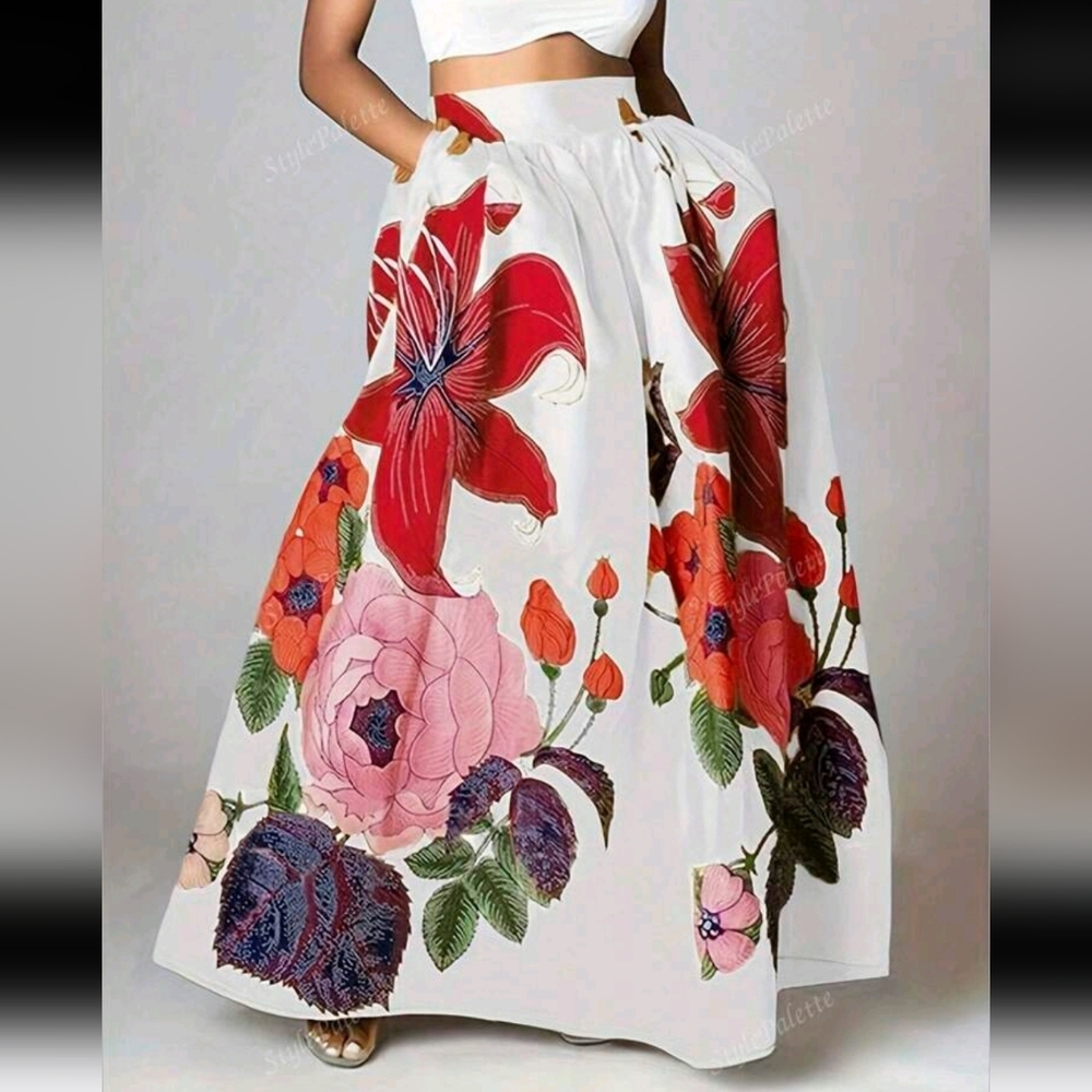 Bohemian Goddess Skirt | High-Waisted Slim Floral Skirt - Picture 1 of 3